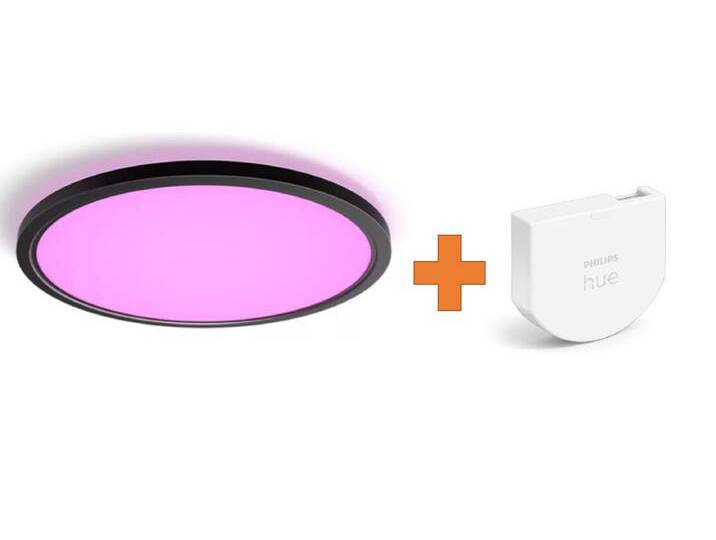 Philips Hue LED Deckenleuchte Tento + Wandschalter rund schwarz von Philips