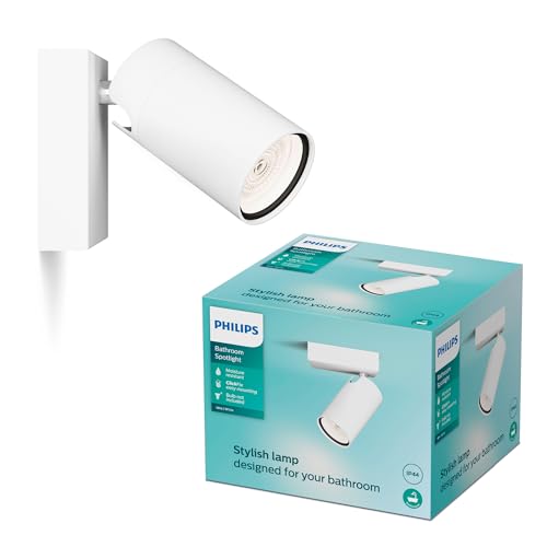 Philips Idris LED 1er Spotleuchte, ideal geeignet für das Badezimmer, GU10 Lampe nicht enthalten, Weiß, IP44, wasserfest von Philips