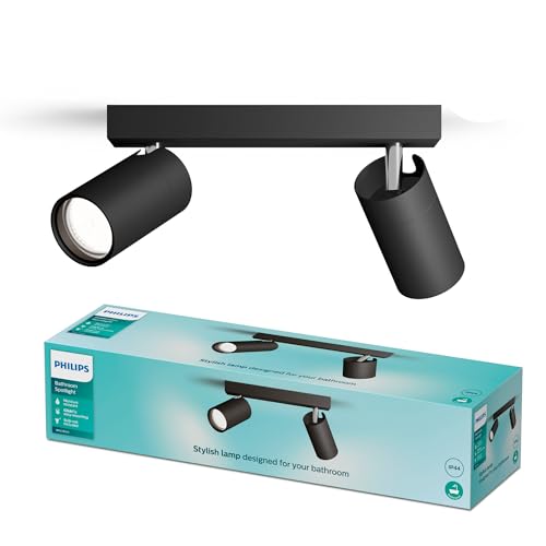 Philips Idris LED 2er Spotleuchte, GU10 Lampe nicht enthalten, Schwarz, IP44, wasserfest von Philips