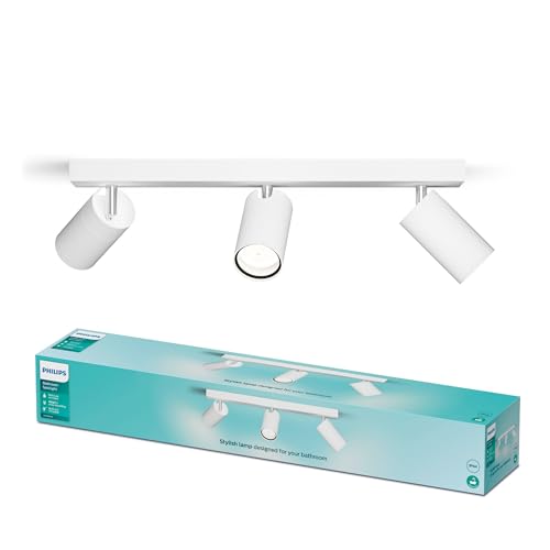 Philips Idris LED 3er Spotleuchte, ideal geeignet für das Badezimmer, GU10 Lampe nicht enthalten, Weiß, IP44, wasserfest von Philips