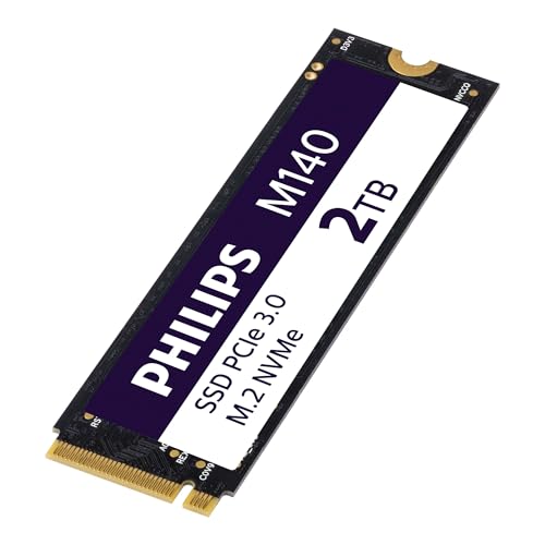 Philips Interne Solid State Drive M.2 M140 - NVMe PCIe Gen3 2 TB (2280), für Desktop-PCs und Notebooks, für Grafik- und Videobearbeitung, Gaming, Lesen 3500 MB/s, Schreiben 3100 MB/s von Philips