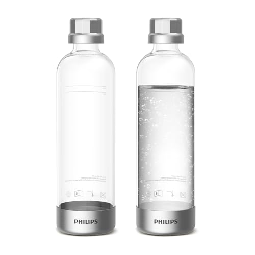 Philips Kohlensäureflaschen, 1 l, Doppelpack, wiederverwendbare PET-Sprudelwasserflaschen, kompatibel Sprudelwasserbereiter, 2 Stück von Philips
