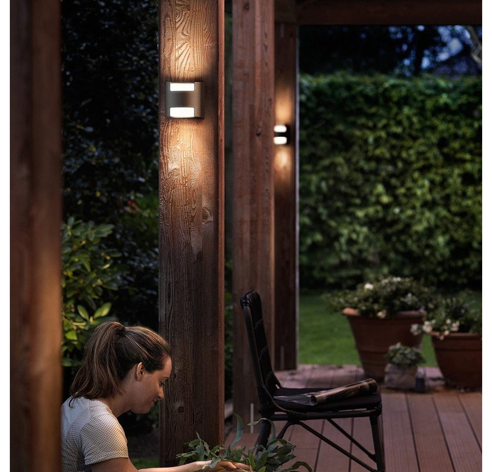Philips LED Außen-Wandleuchte Zeitlose myGarden Außenwandleuchte Gras aus Aluminium in anthrazit, keine Angabe, Leuchtmittel enthalten: Ja, fest verbaut, LED, warmweiss, Aussenlampe, Aussenwandleuchte, Outdoor-Leuchte von Philips