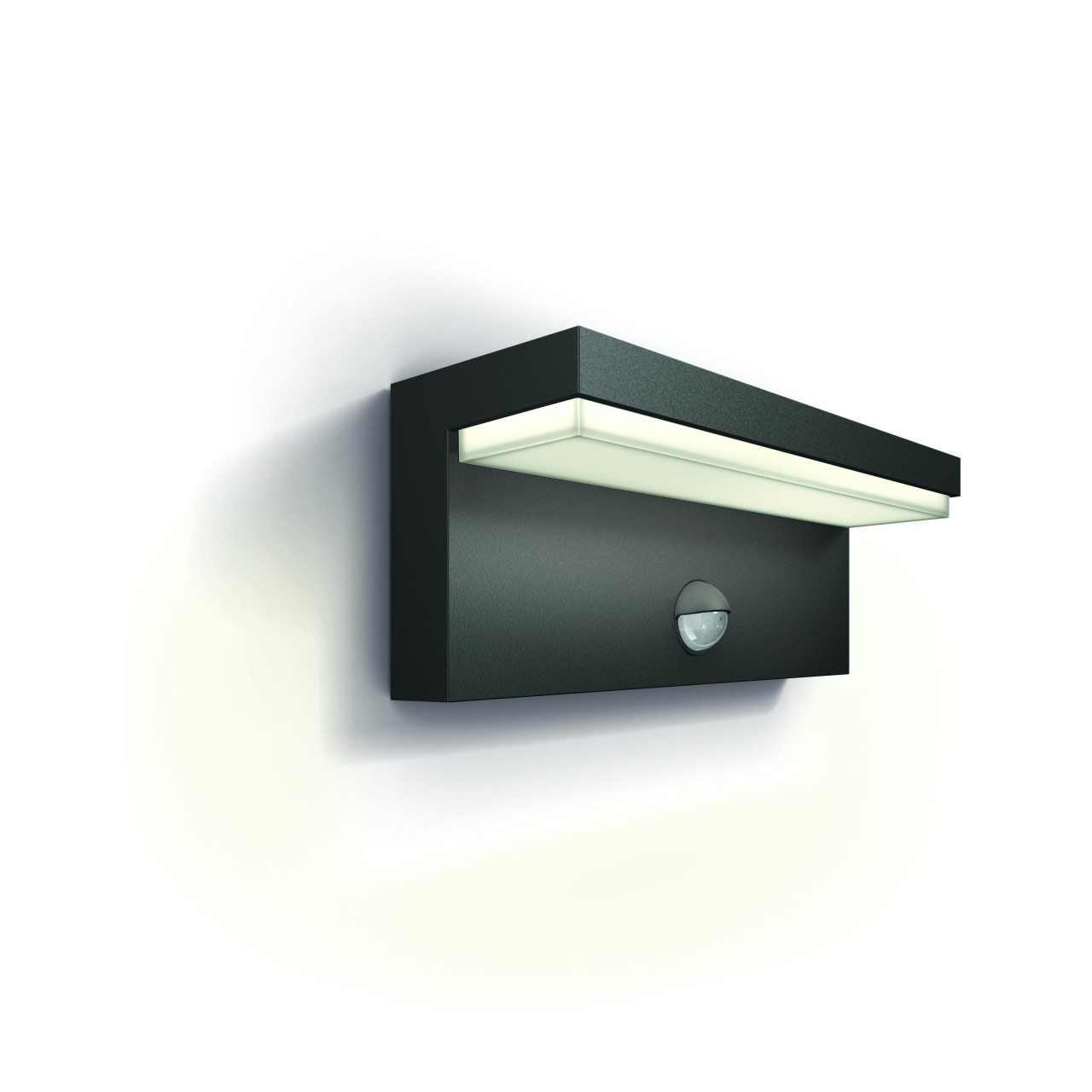 Philips LED Außenwandleuchte Bustan anthrazit mit Bewegunsmelder warmweiß von Philips