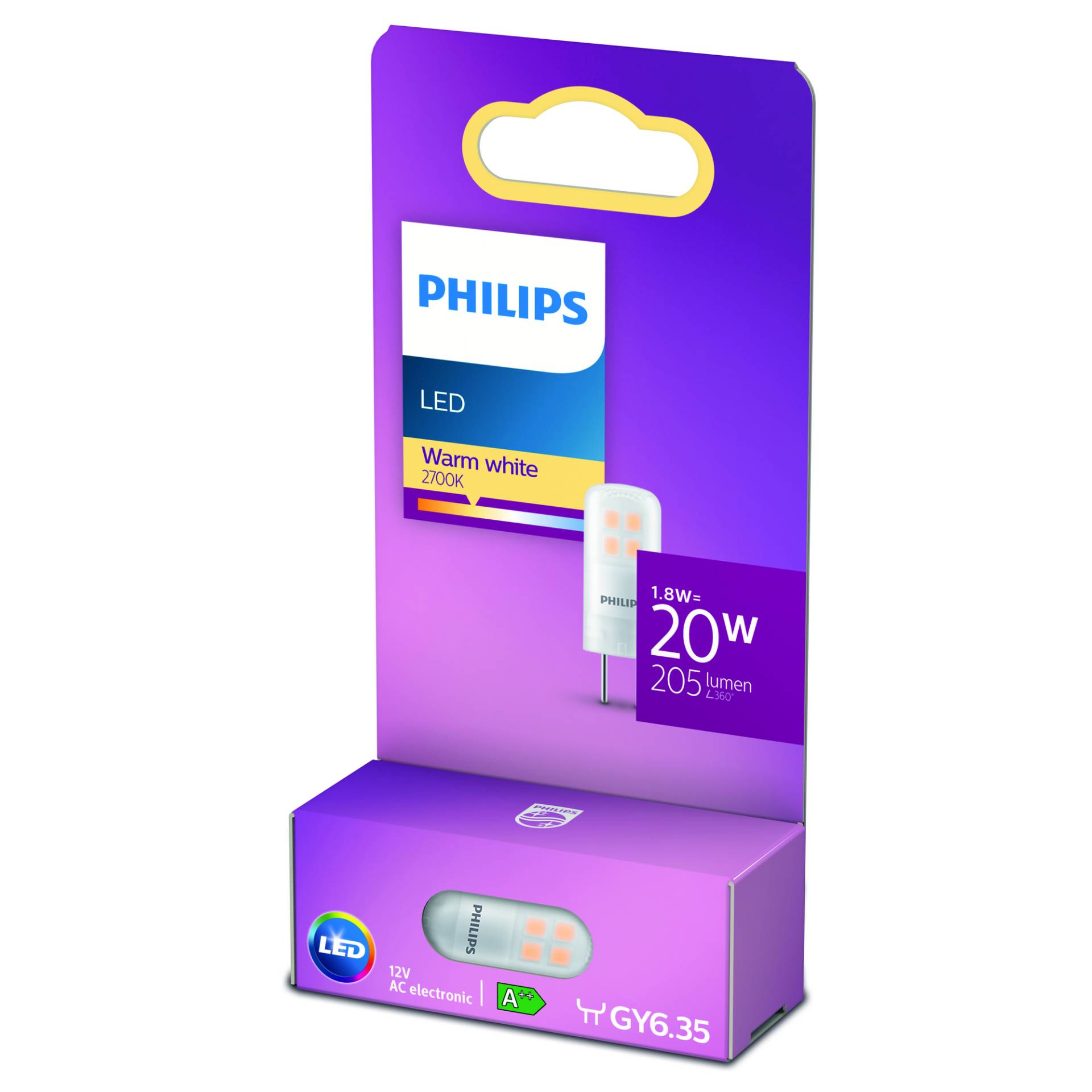 Philips LED Brenner 1,8 W GY6.35 Stiftsockel warmweiß 205 lm Philips LED Brenner 1,8 W GY6.35 Stiftsockel warmweiß 205 lm von Philips