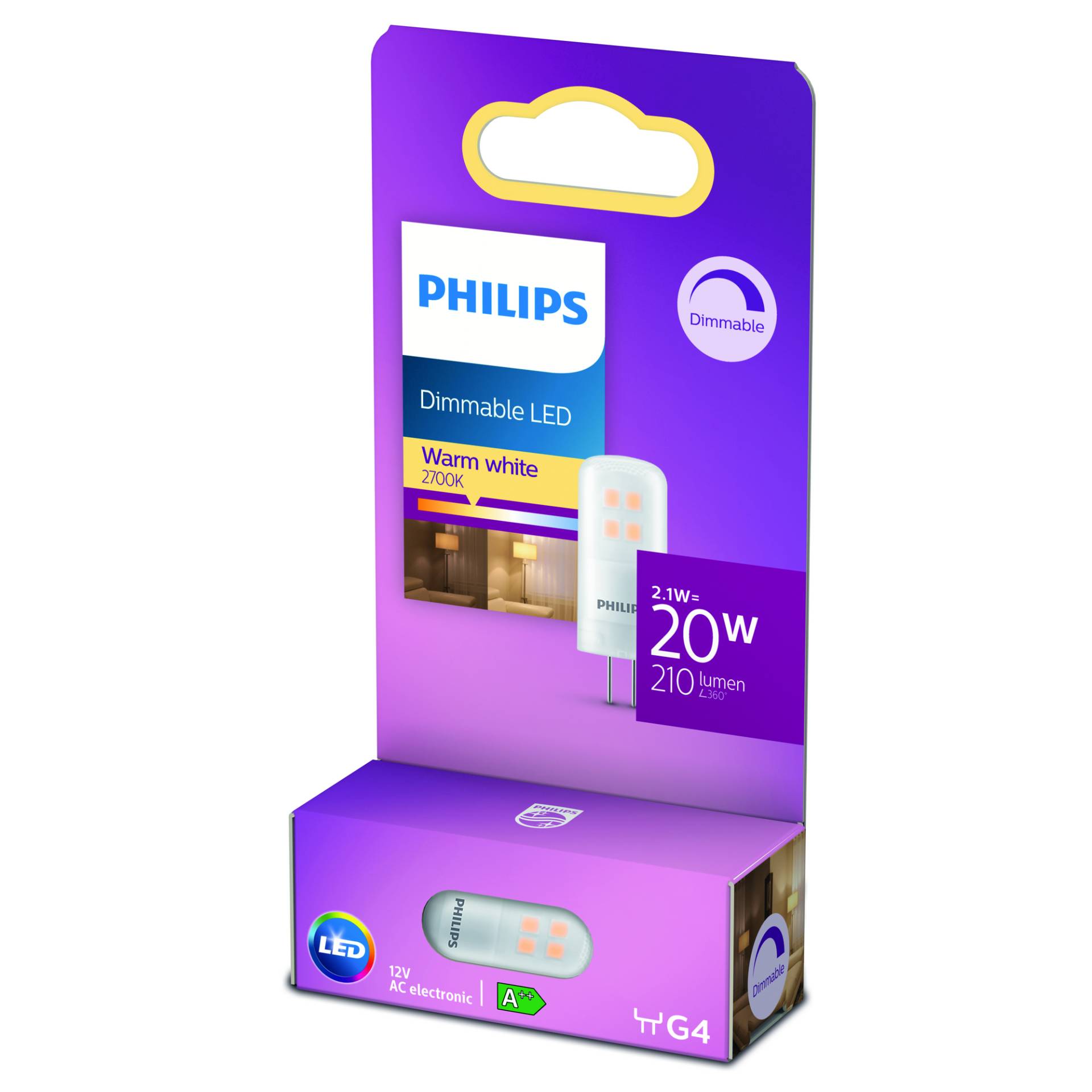 Philips LED Brenner 2,1 W G4 warmweiß 210 lm von Philips