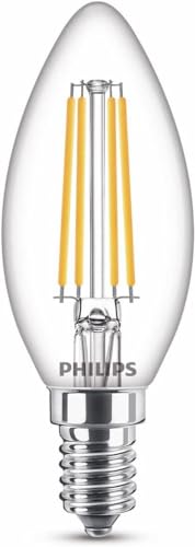 Philips LED Classic E14 Lampe, 40 W, Kerzenform, klar, warmweiß von Philips Lighting