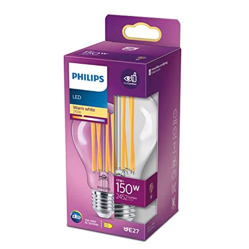 Philips LED Classic E27 Lampe, 150W, A60, Tropfenform, klar, warmweiß von Philips Lighting