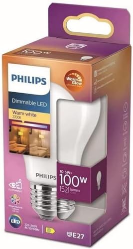 Philips Lighting Philips LED Classic E27 Filament Lampe Warm Glow (100 W), matte, dimmbare LED Lampe mit warmweißem Licht, energiesparende E27 Lampe mit langer Nutzlebensdauer von Philips