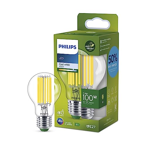 Philips LED Classic ultraeffiziente E27 Lampe, mit Energieeffizienzklasse A, ersetzt 100W, klar, kaltweiß von Philips Leuchtmittel