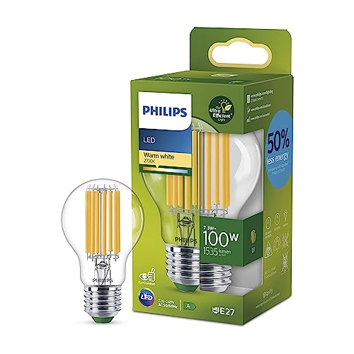 Philips LED Classic ultraeffiziente E27 Lampe, mit Energieeffizienzklasse A, ersetzt 100W, klar, warmweiß von Philips Leuchtmittel