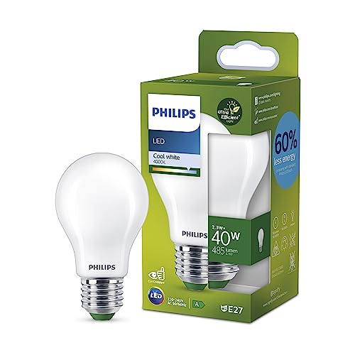 Philips LED Classic ultraeffiziente E27 Lampe, mit Energieeffizienzklasse A, ersetzt 40W, matt, kaltweiß von Philips Leuchtmittel