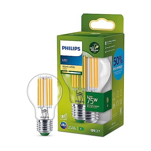 Philips LED Classic ultraeffiziente E27 Lampe, mit Energieeffizienzklasse A, ersetzt 75W, klar, warmweiß von Philips Leuchtmittel