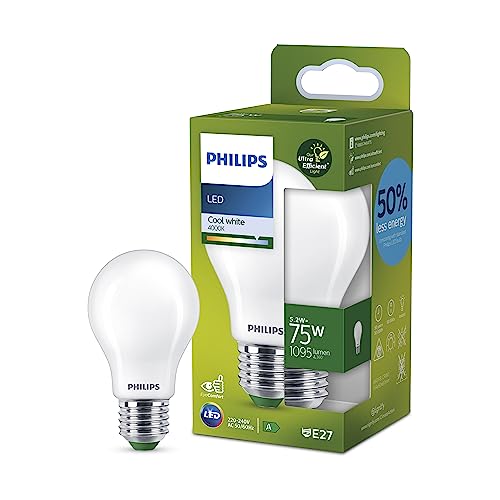 Philips LED Classic ultraeffiziente E27 Lampe, mit Energieeffizienzklasse A, ersetzt 75W, matt, kaltweiß von Philips Leuchtmittel