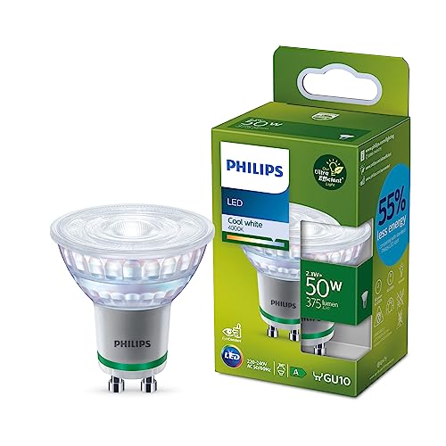 Philips LED Classic ultraeffiziente GU10 LED-Lampe, mit Energieeffizienzklasse A, ersetzt 50W, kaltweiß von Philips Leuchtmittel