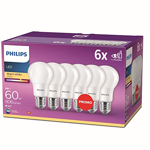 Philips LED Classic E27 Lampe, 60 W, matt, warmweiß, 6er Pack von Philips Lighting