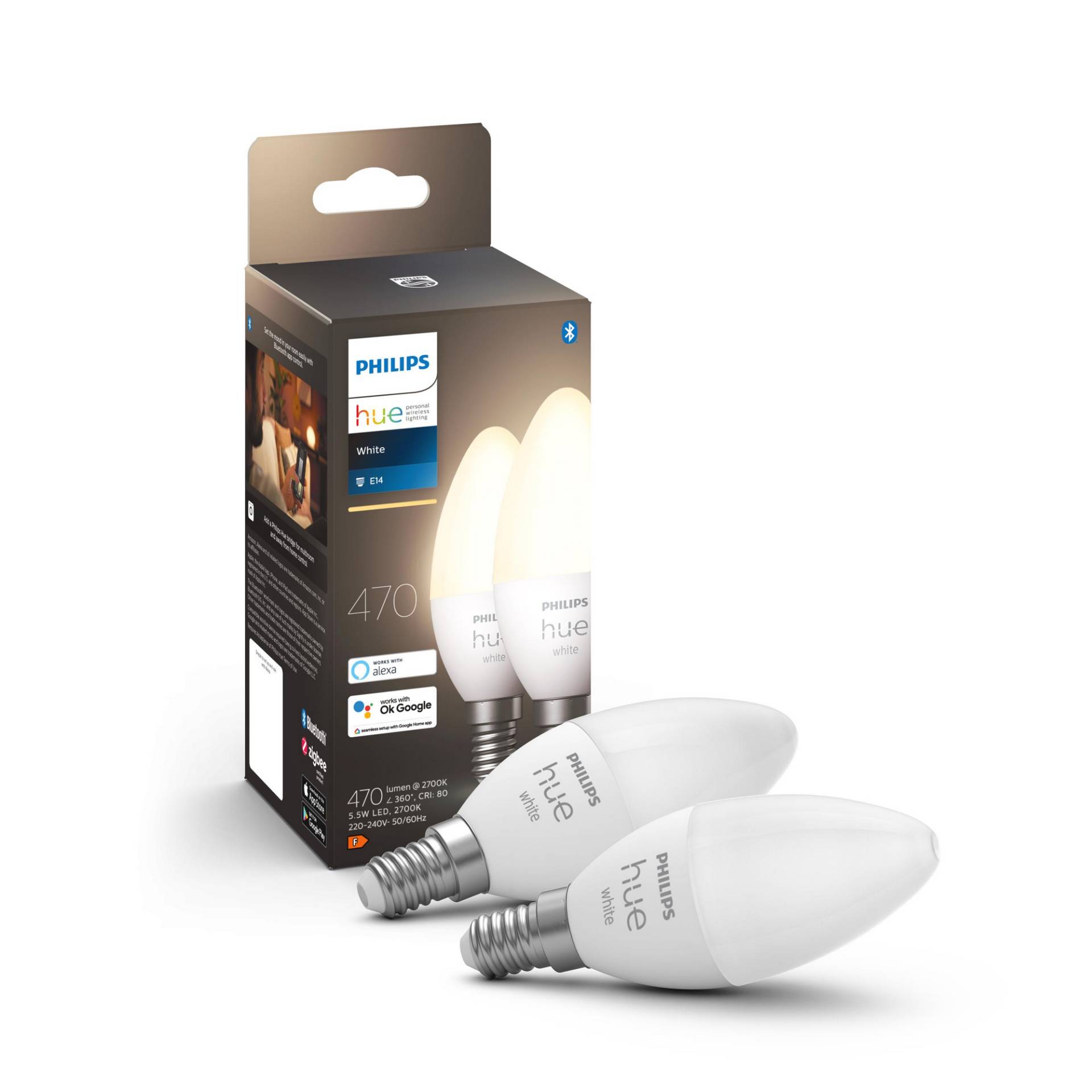 Philips LED-Lampe 'Hue White' E14 5,5 W, 2er-Pack Philips LED-Lampe 'Hue White' E14 5,5 W, 2er-Pack von Philips