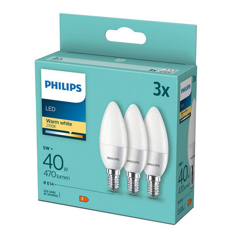Philips LED-Lampe Kerzenform E14 warmweiß 5 W, 3er-Pack von Philips