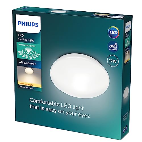 Philips LED Moire Deckenleuchte, warmweißes Licht, weiß von Philips Lighting