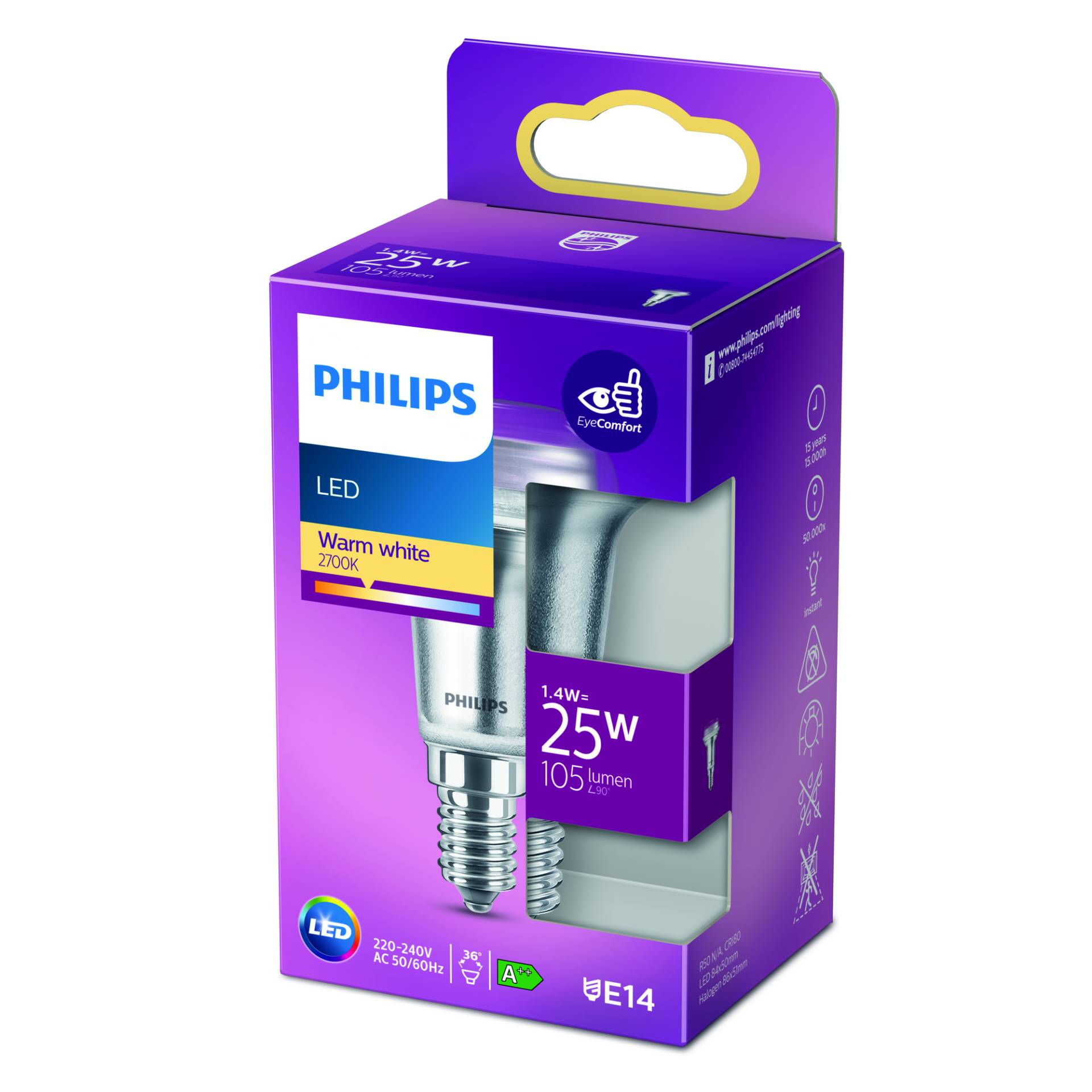 Philips LED Reflektor 1,4 W E14 R50 warmweiß 105 lm Philips LED Reflektor 1,4 W E14 R50 warmweiß 105 lm von Philips
