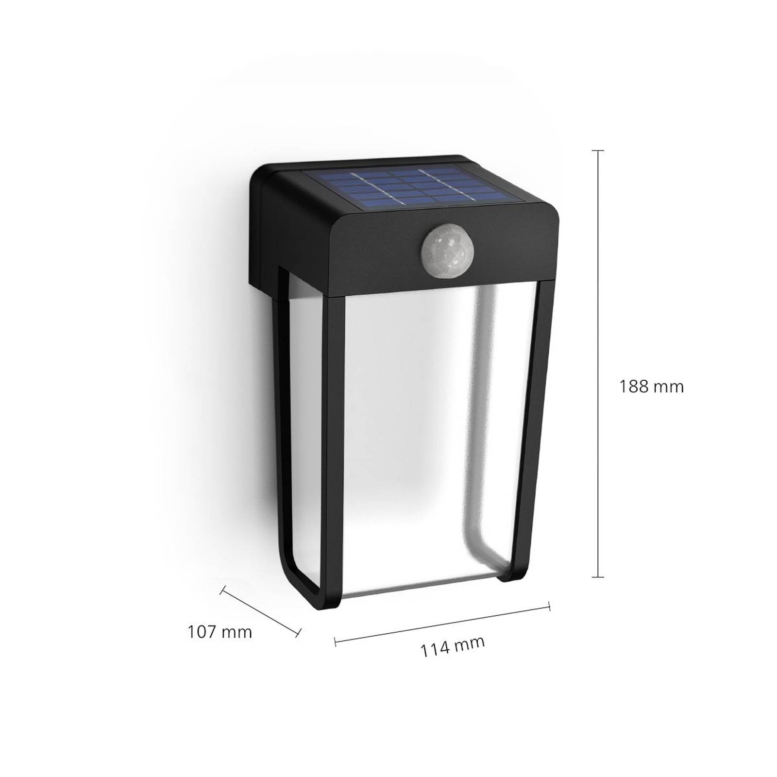 Philips LED-Solar-Wandleuchte Shroud, schwarz/klar, Sensor von Philips