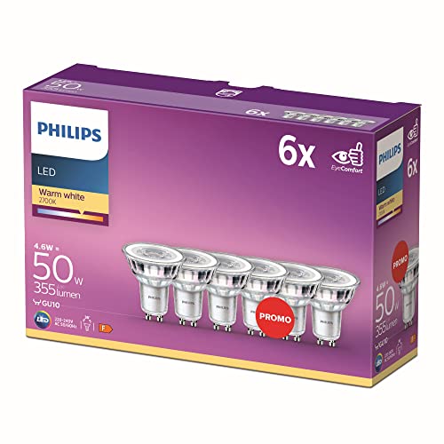 Philips LED Classic GU10 Lampe, 50 W, Reflektor, warmweiß, 6er Pack von Philips Lighting