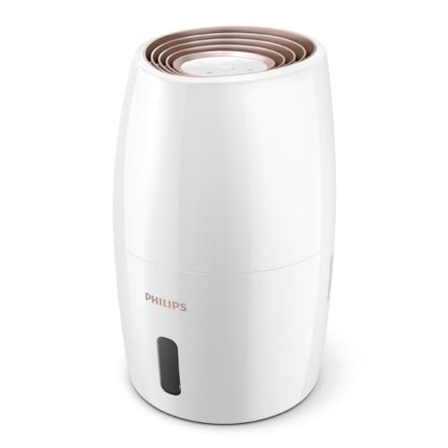 PHILIPS Luftbefeuchter 2000 Serie, hygienische NanoCloud-Befeuchtung, 99,97% weniger Bakterien, 200ml/h, 2L Wassertank, Ultra leise (33dB), Sensor, 3 Stufen, Auto&Schlafmodus, Timer, Weiß (HU2716/10) von Philips Domestic Appliances