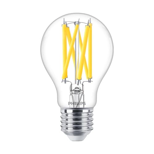 Philips Master LED E27 Glühfaden, klar, 10,5 W, 1521 lm – 922 – 927 Dim To Warm | Beste Farbwiedergabe – dimmbar – entspricht 100 W von Philips