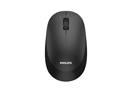 Philips Maus SPK7307BL kabellos - 2,4 GHz mit USB-Nano-Empfänger, ergonomisches Design und 1.600 DPI Sensor, Leise Klicks, für Links- und Rechtshänder, Kompatibel mit PC, Mac, Laptop, schwarz von Philips