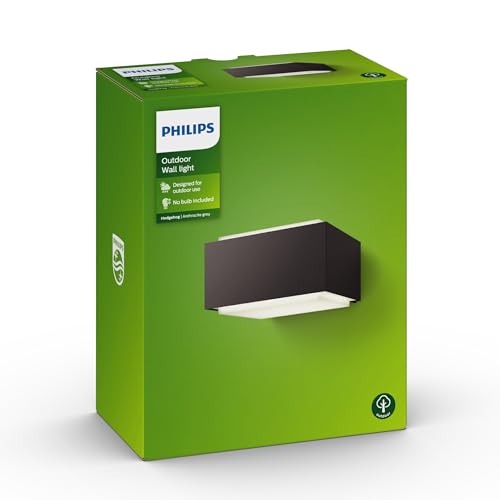 Philips Hedgehog Wandleuchten für den Außenbereich, E27-Fassung, wasserfest, anthrazit, IP44 wetterfest von Philips