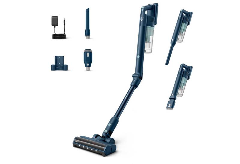 Philips Akku-Hand-und Stielstaubsauger XC5242/10 5000 Series „Teppichwunder“ mit Flexrohr, 50,4 W, beutellos, mit bis zu 60 Minuten Laufzeit und TriActive Multi-LED-Düse von Philips