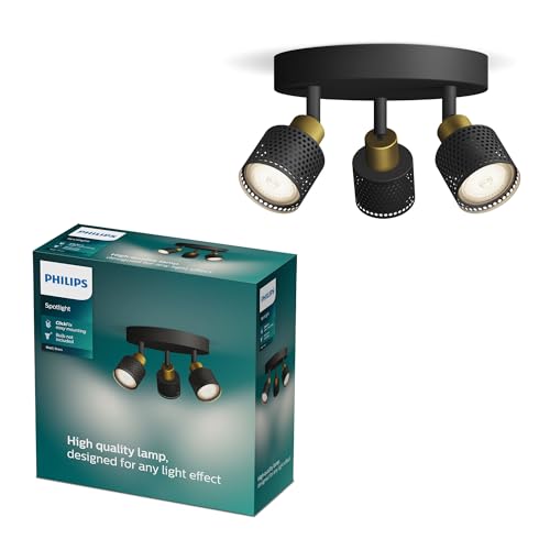 Philips Niall LED 3er Spotleuchte auf runder Platte, GU10 Lampe nicht enthalten, Messing, IP20, Gold von Philips