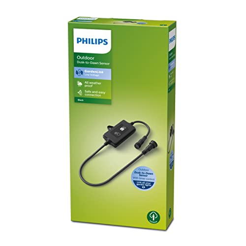 PHILIPS GardenLink Niedervolt Dämmerungssensor mit Timer, wasserfester Lichtsensor für smarte Beleuchtung, Gartenzubehör für die Außenleuchten, Schwarz von PHILIPS