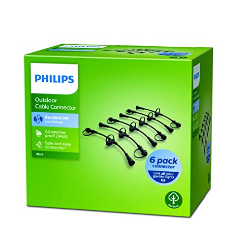 Philips GardenLink Niedervolt Verbindungsstück 6-er Pack, wetterfester Kabelsteckverbinder für die Außenbeleuchtung, Gartenzubehör für die Outdoor Stromverbindung Philips GardenLink Niedervolt Verbindungsstück 6-er Pack, wetterfester Kabelsteckverbinder für die Außenbeleuchtung, Gartenzubehör für die Outdoor Stromverbindung von Philips