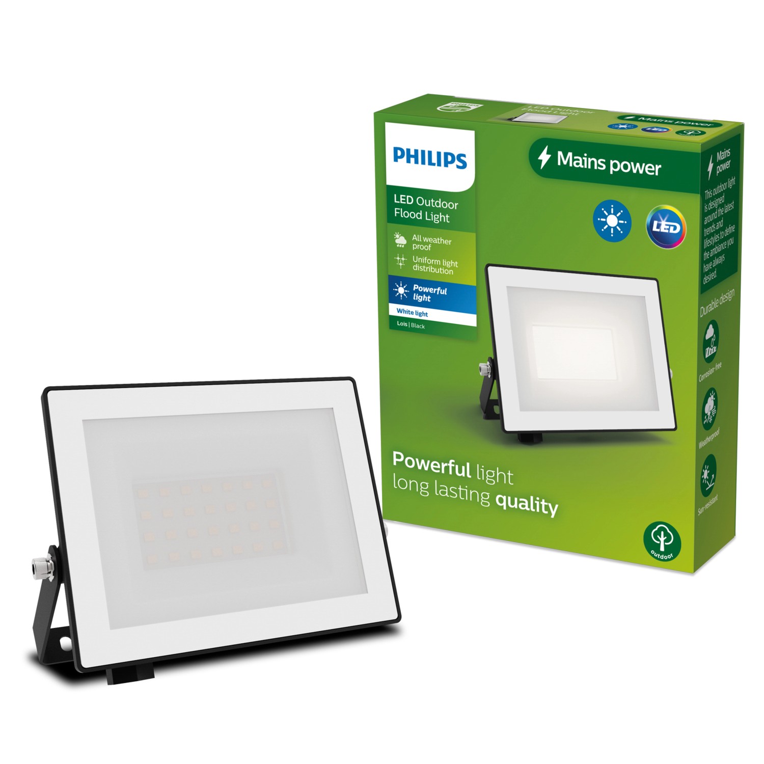 Philips Outdoor Flutlicht Lois 3.000 K 1.800 lm Schwarz von Philips