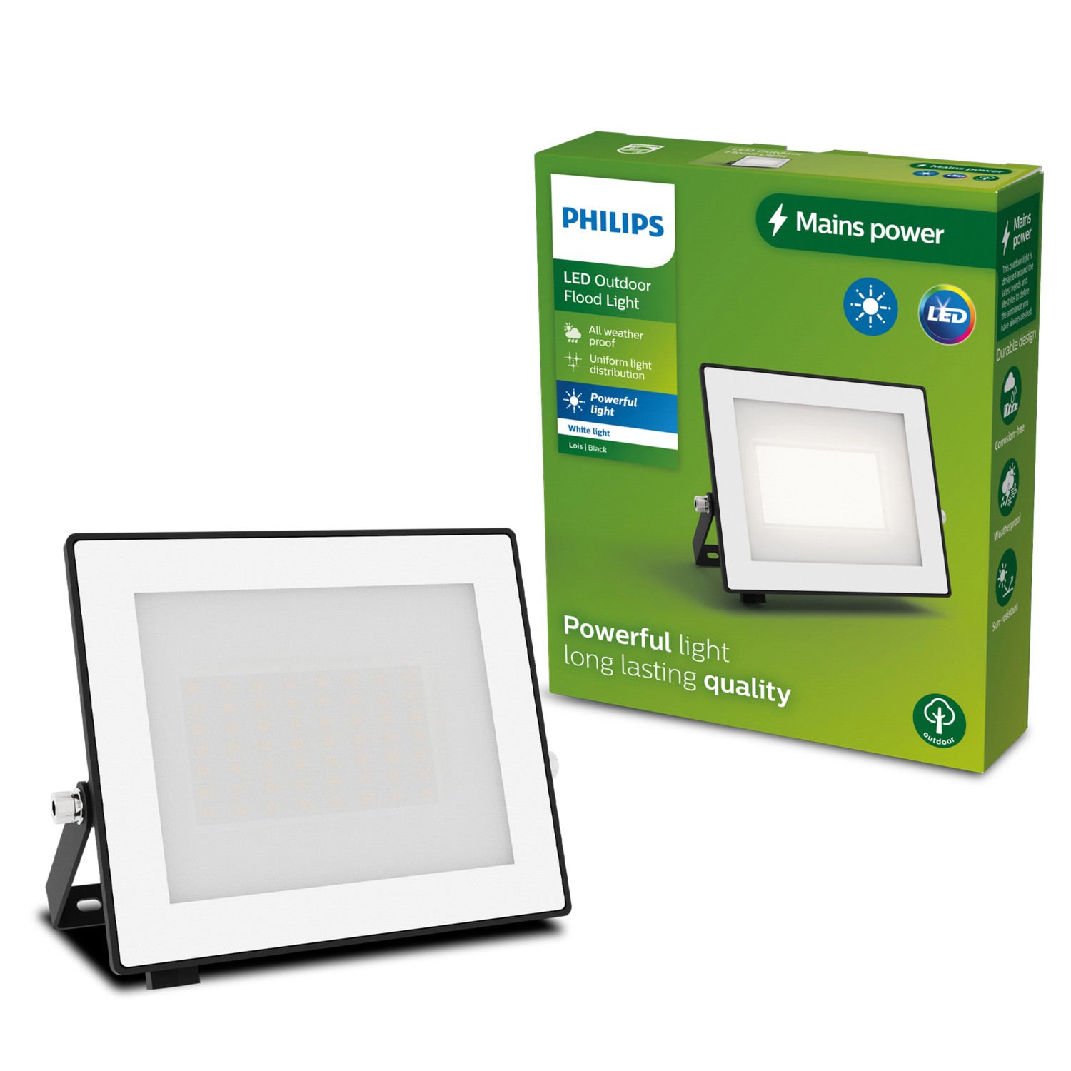 Philips Outdoor Flutlicht Lois 3.000 K 2.700 lm Schwarz von Philips