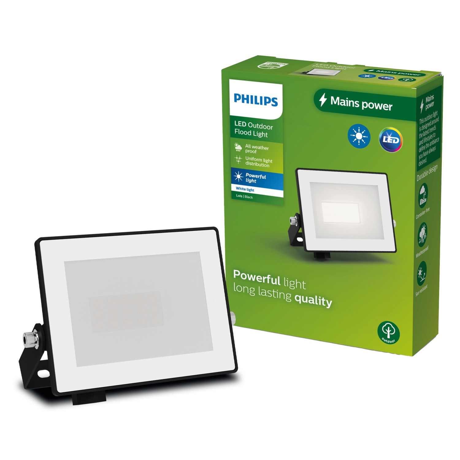 Philips Outdoor Flutlicht Lois 3.000 K 900 lm Schwarz von Philips