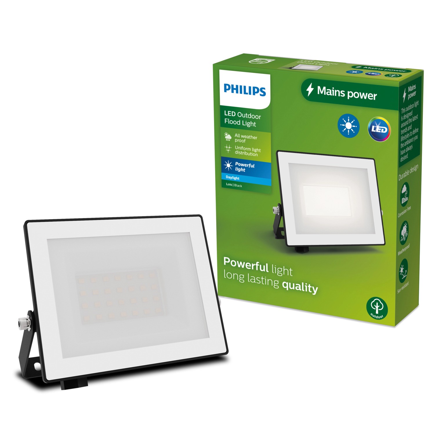 Philips Outdoor Flutlicht Lois 5.000 K 1.900 lm Schwarz von Philips