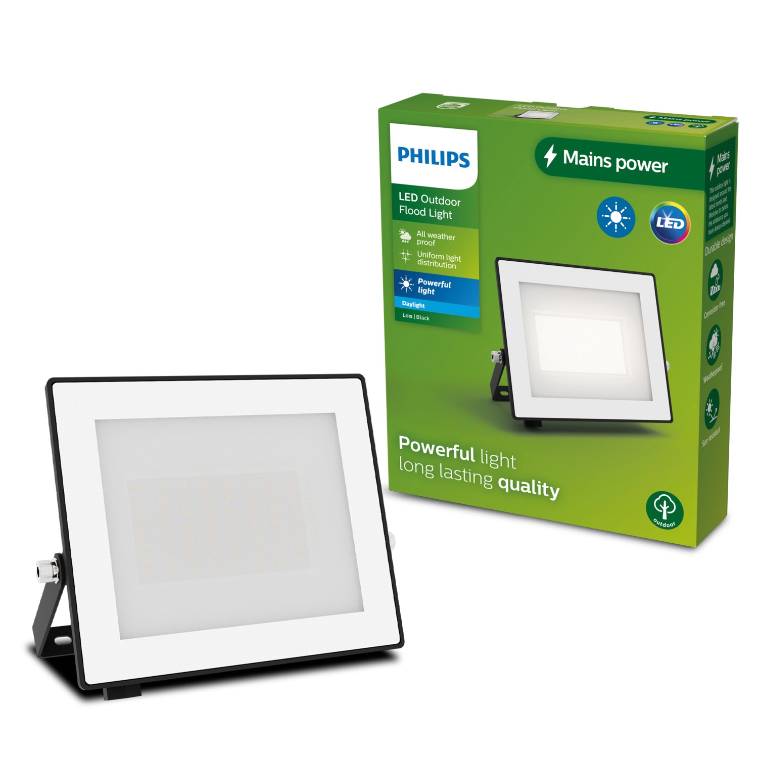 Philips Outdoor Flutlicht Lois 5.000 K 2.850 lm Schwarz von Philips