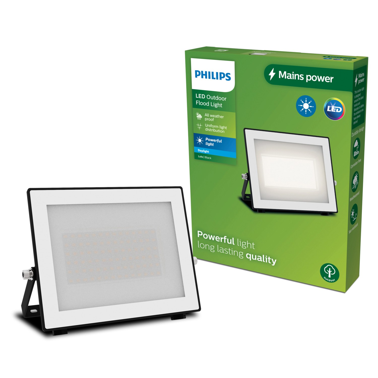 Philips Outdoor Flutlicht Lois 5.000 K 4.750 lm Schwarz von Philips