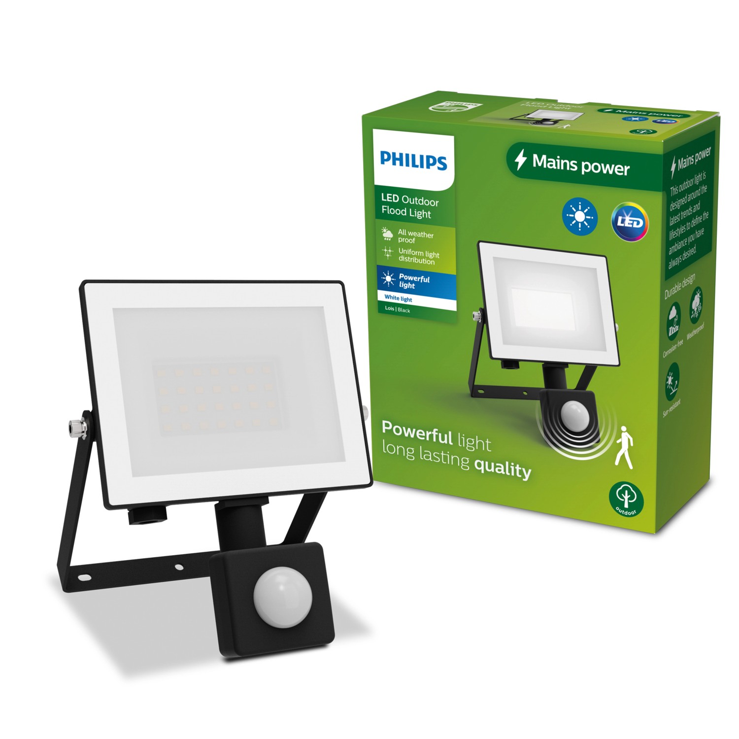 Philips Outdoor Flutlicht Lois Bewegungssensor 3.000 K 1.800 lm Schwarz von Philips