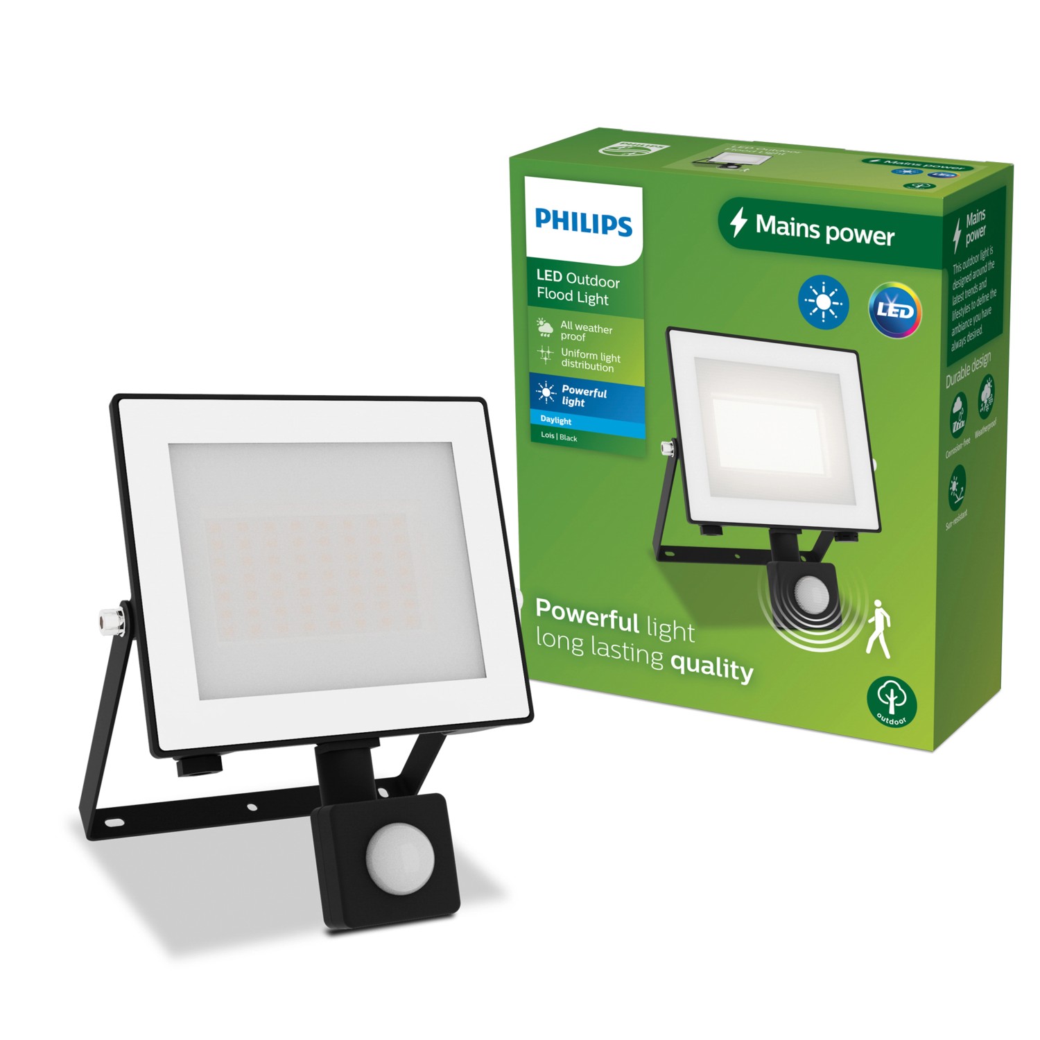 Philips Outdoor Flutlicht Lois Bewegungssensor 5.000 K 2.850 lm Schwarz von Philips