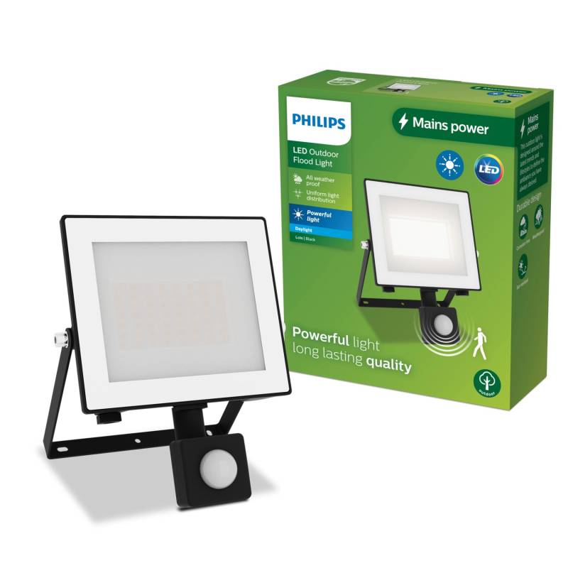 Philips Outdoor Flutlicht Lois Bewegungssensor 5.000 K 2.850 lm Schwarz von Philips
