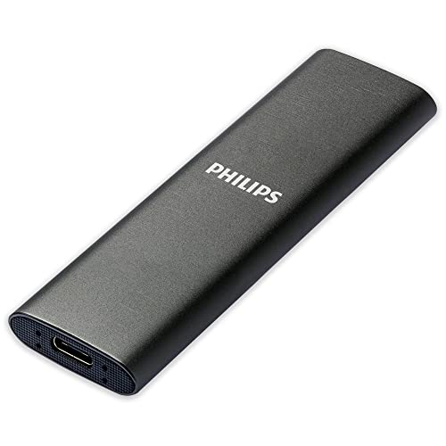 Philips Externe Portable SSD 2 TB - Ultra Slim SATA Ultra Speed USB-C, Lesegeschwindigkeit bis zu 550 MB/s, Aluminium von Philips