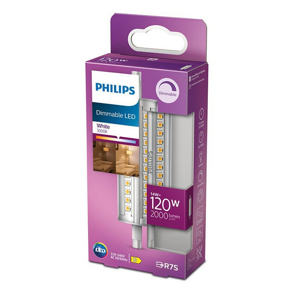 Philips LED-Leuchtmittel R7s LEDLinear 118 mmm 14W wie 120W, R7s, Warmweiß von Philips