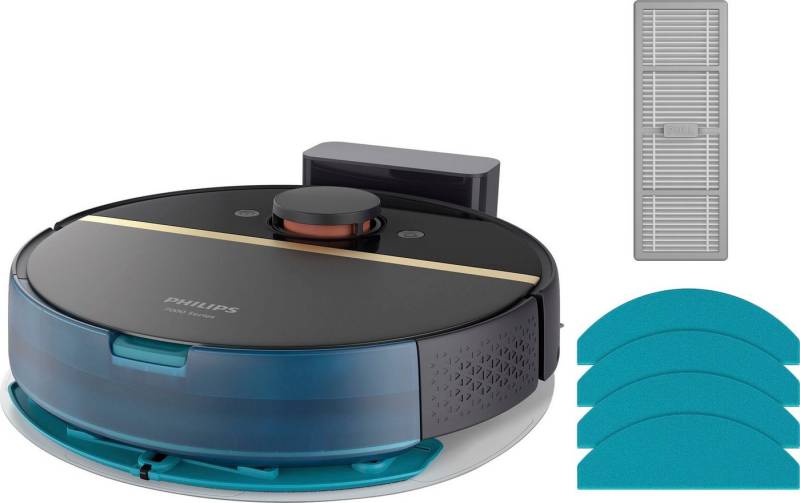 Philips Saugroboter mit Wischfunktion XU7000/01, 180 min Akkulaufzeit, Teppichfunktion, 360° Lasernavigation und ToF-Sensoren und Wischfunktion von Philips
