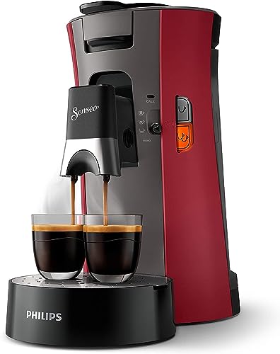 Philips Domestic Appliances Senseo Select CSA240/90 Kaffeepadmaschine - Kaffeestärkewahl Plus, Memo-Funktion, aus recyceltem Plastik, ‎1450 Watt, ‎0.9 Liter, ‎31 x 15.5 x 31 cm, Rot von Philips Domestic Appliances