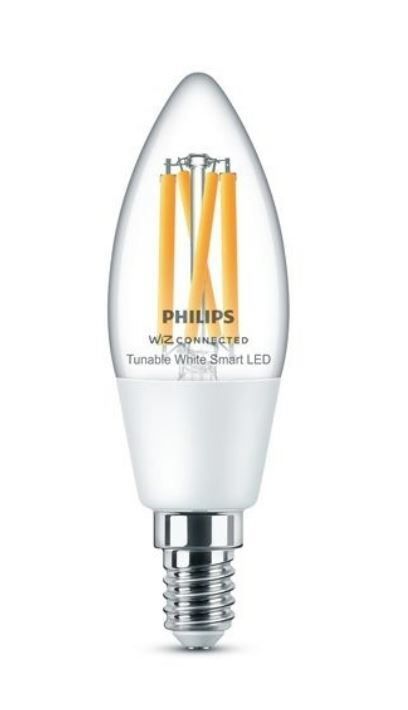 Philips Smart LED Leuchtmittel warmweiß-kaltweiß C35 E14 Kerzenform 4,9 W klar von Philips