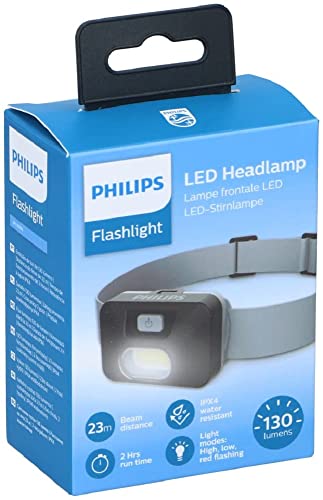 Philips Stirnlampe LED - 130 L - 3 Leuchtmodi - IPX4 - Inkl. 3x AAA-Batterie - Grau von Philips