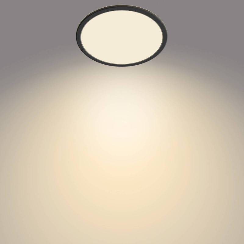 Philips SuperSlim LED-Deckenlampe, IP44, Ø 24,5 cm, schwarz von Philips